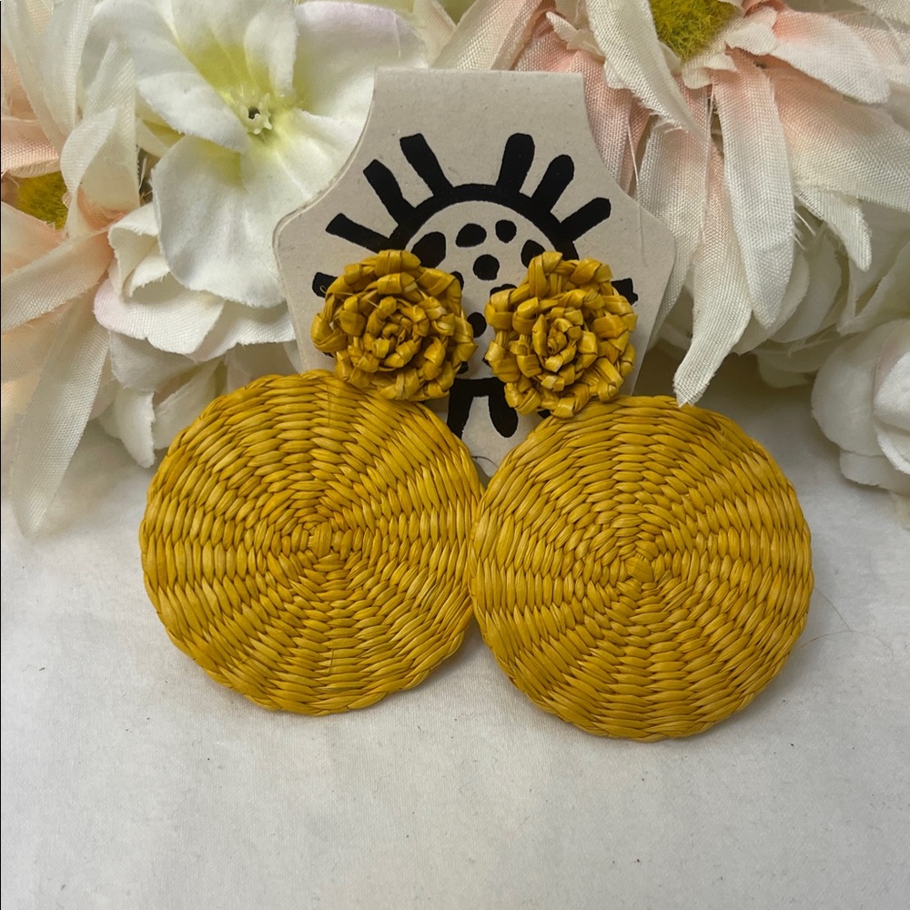 Yellow Woven Earrings